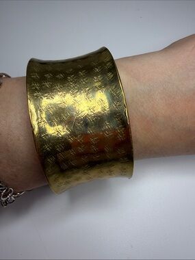 Patterned brass cuff bracelet